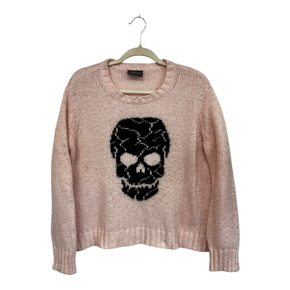 Wooden Ships |‎ Skull Wool Blend Sweater Pink Black Sz S/M